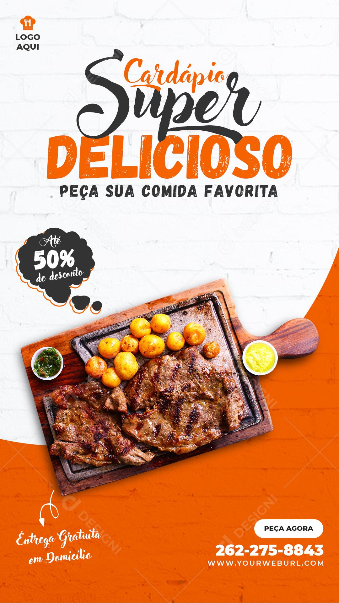 Cardápio Super Delicioso Peça Já O Seu Social Media PSD Editável