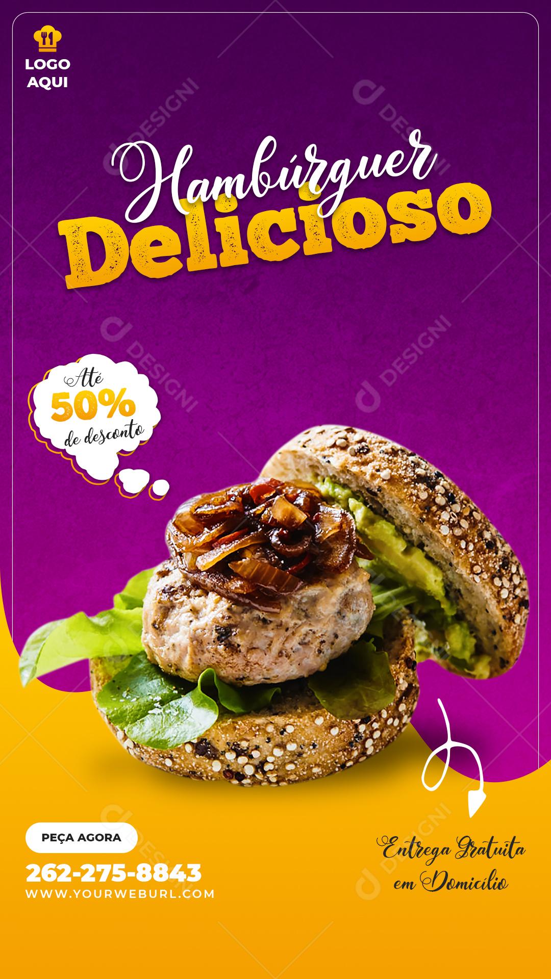 Cardápio De Burger Peça Já O Seu Social Media PSD Editável