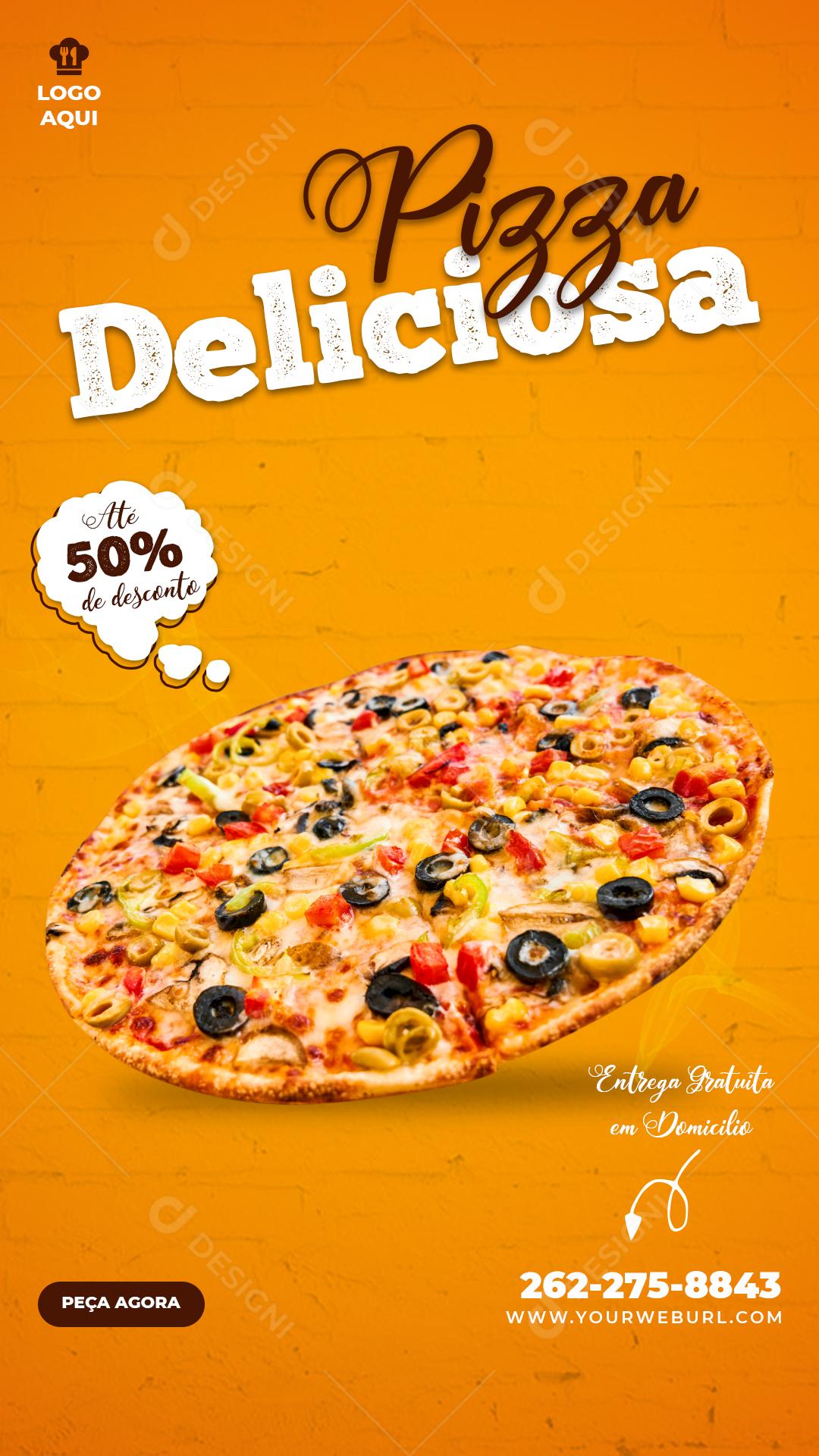 Super Pizza Deliciosa Peça Já Social Media PSD Editável