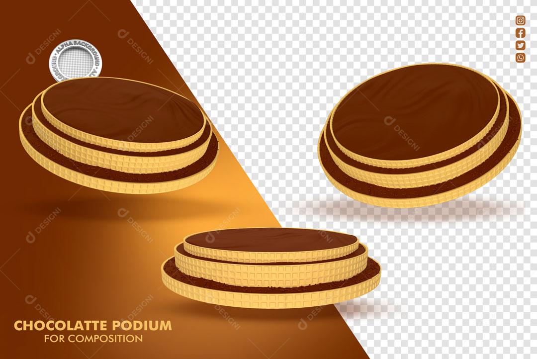 Elemento 3D Para Composição Poduim De Chocolate Páscoa PSD Editável