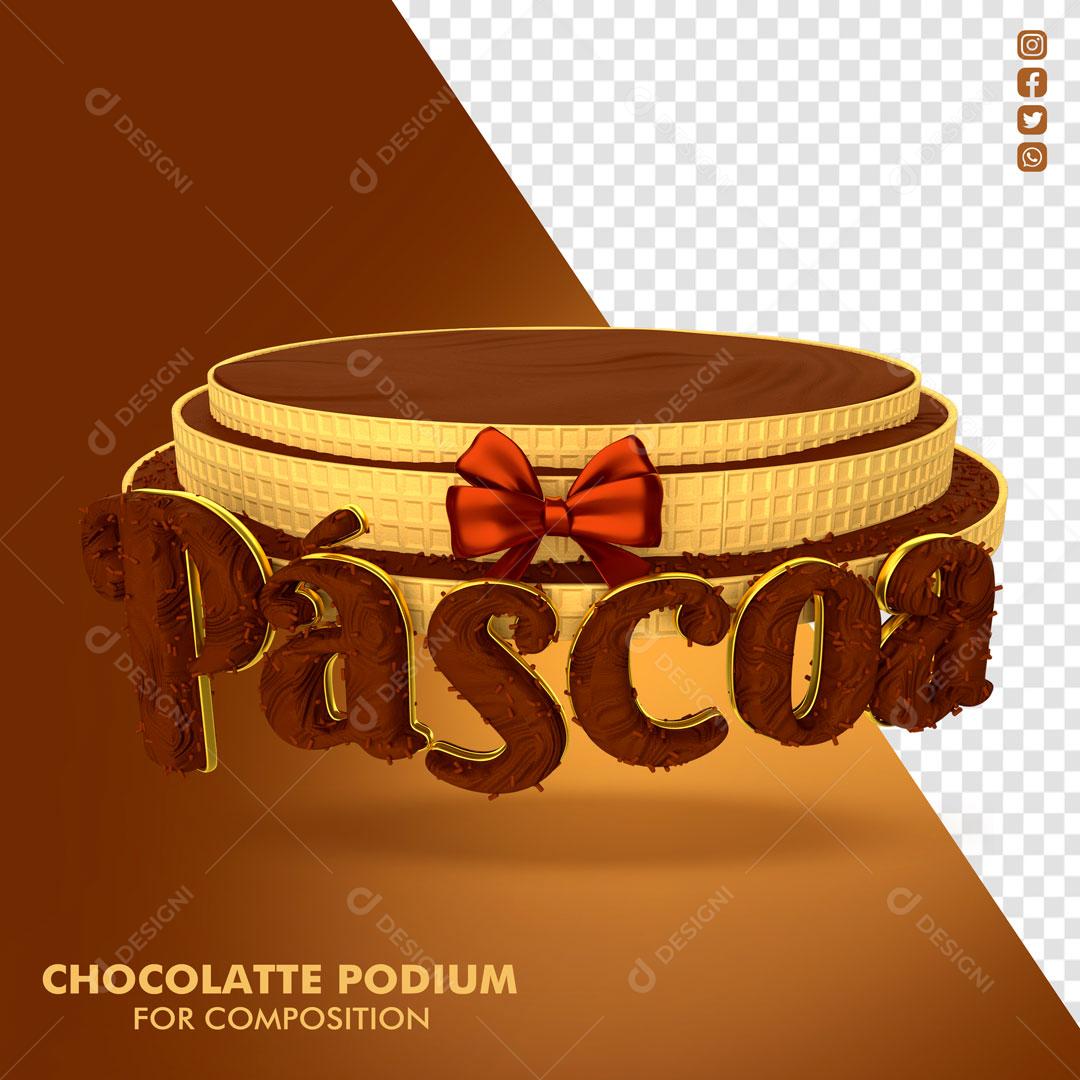 Elemento 3D Para Composição Podium De Chocolate Páscoa PSD Editável