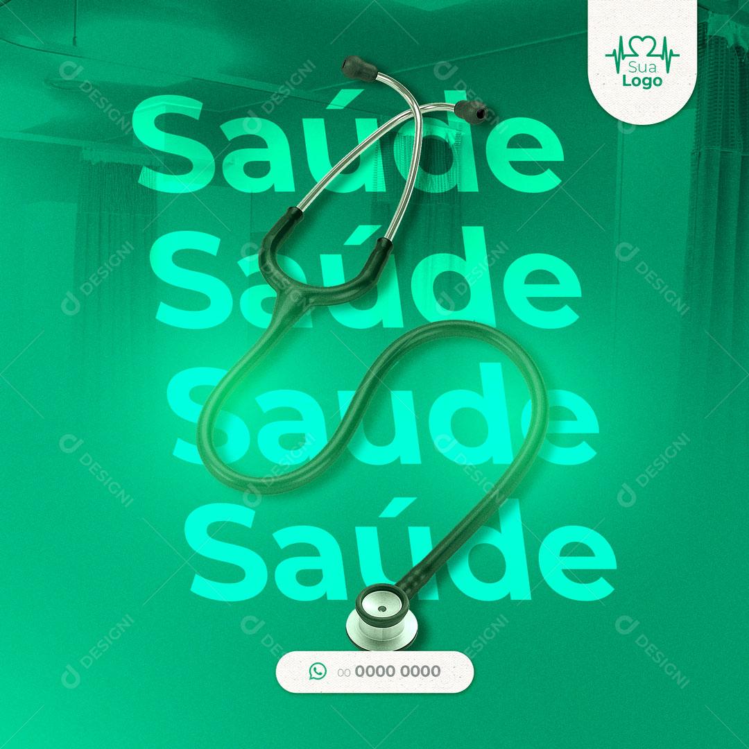 Post Clínica Médica Saúde em Primeiro Lugar Social Media PSD Editável