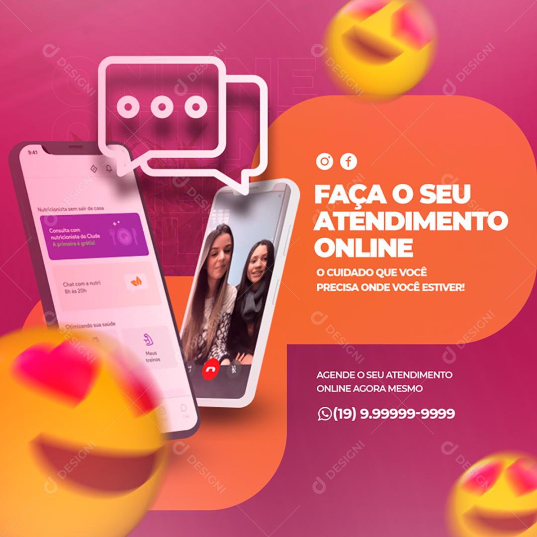 Social Media Faça o seu atendimento Online Clínica Esportiva PSD Editável