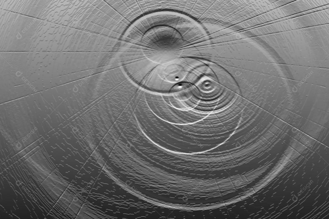 Bela ilustração abstrata de fundo cinza com círculos e linhas.