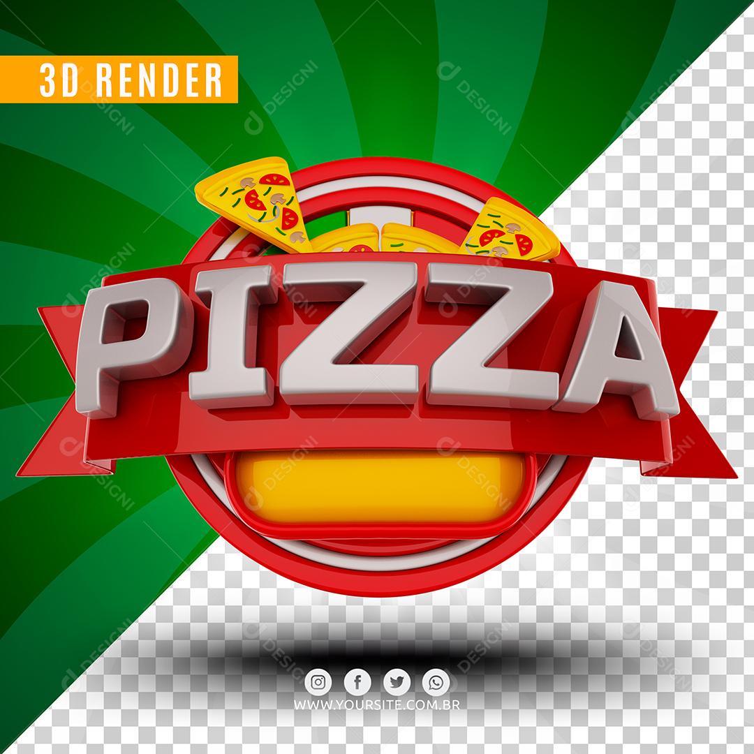 Selo 3D Pizza Com Fátias Para Composição PSD