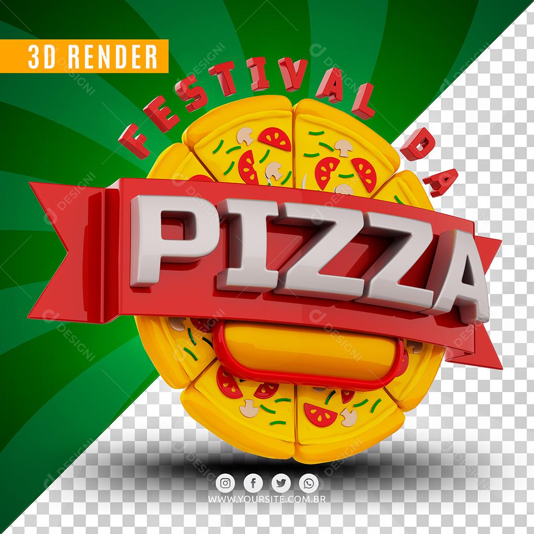 Selo 3D Festival Da Pizza Para Composição PSD