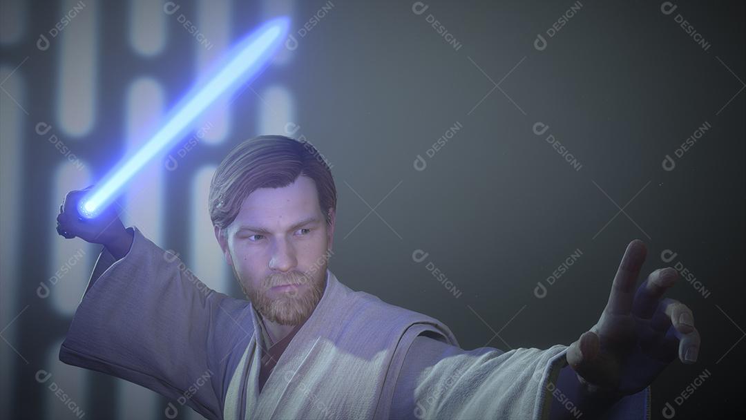 3D Render Obi Wan Kenobi, ilustração 3d, 08 Mar, 2022, São Paulo, Brasil