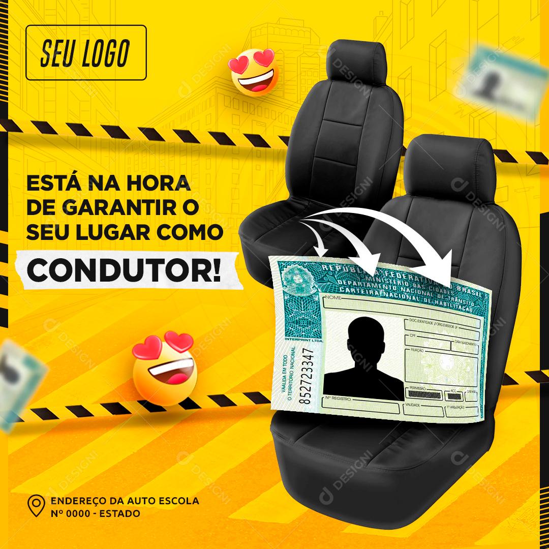 Social Media Está na hora de garantir o seu lugar Como Condutor Auto Escola PSD Editável