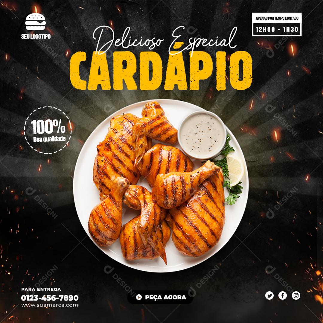 Delicioso e Especial Cardápio Restaurante Comida Social Media PSD Editável