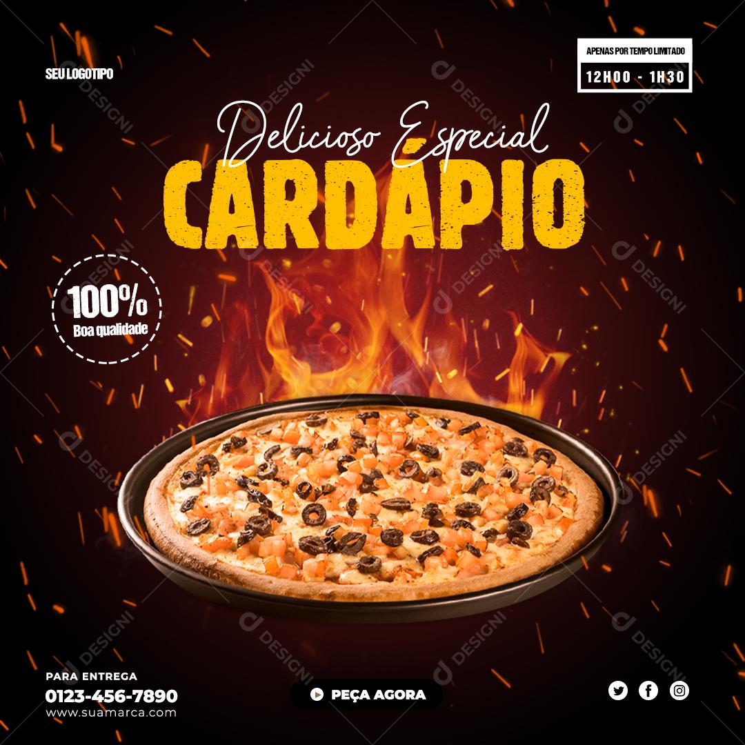 Delicioso e Especial Cardápio Pizza Social Media PSD Editável