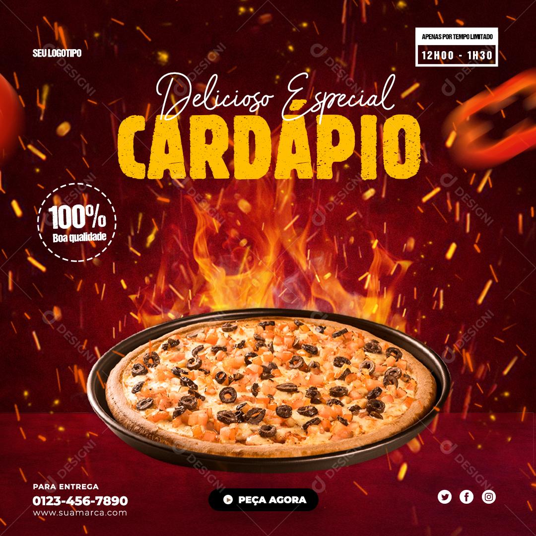 Delicioso e Especial Cardápio Pizza Social Media PSD Editável