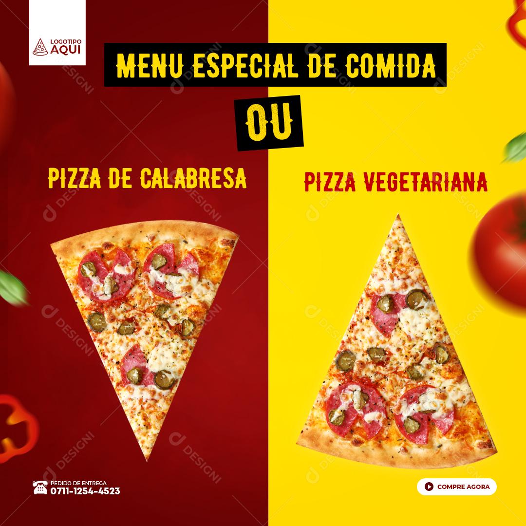 Delicioso e Especial Cardápio Pizza Social Media PSD Editável