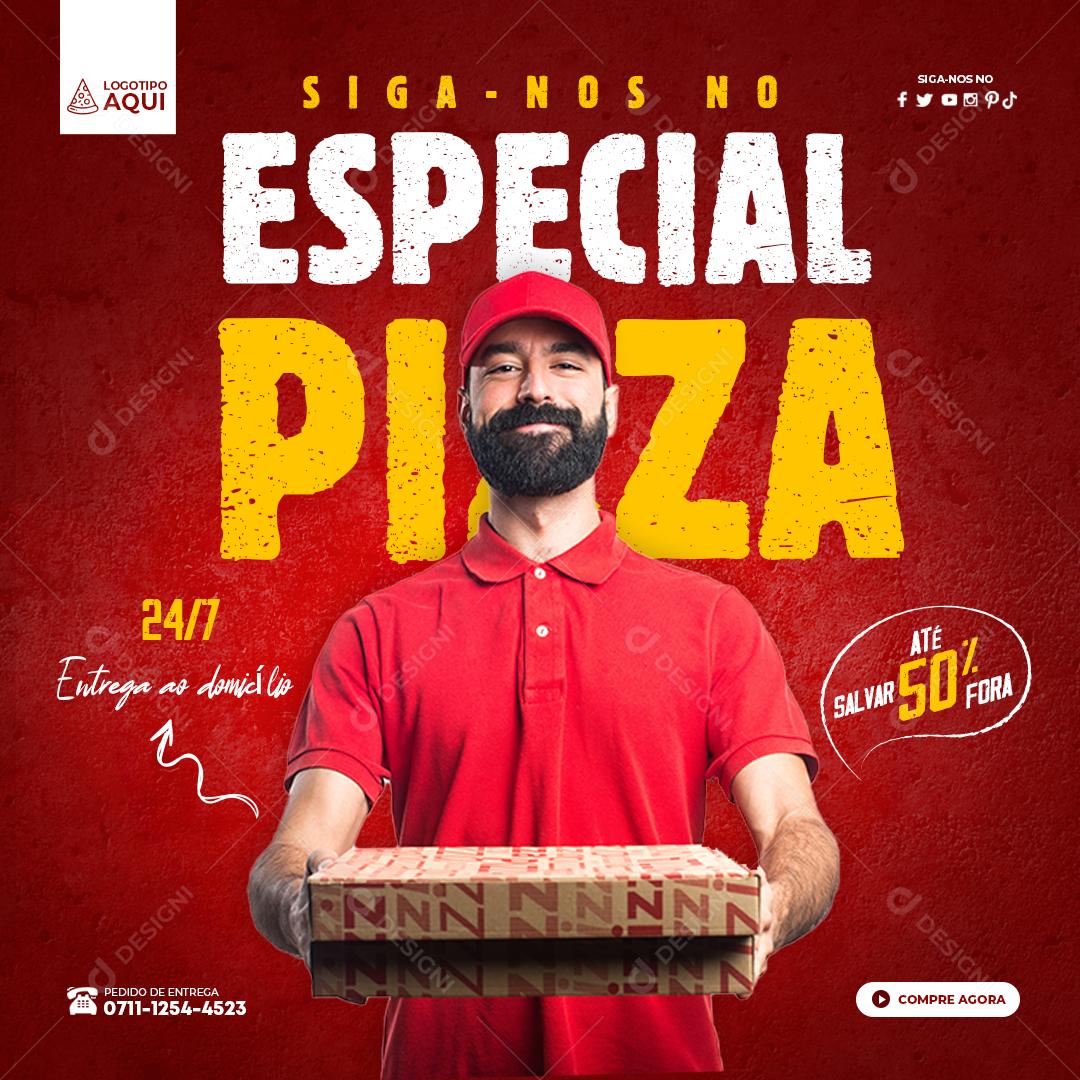 Delicioso e Especial Cardápio Pizza Social Media PSD Editável