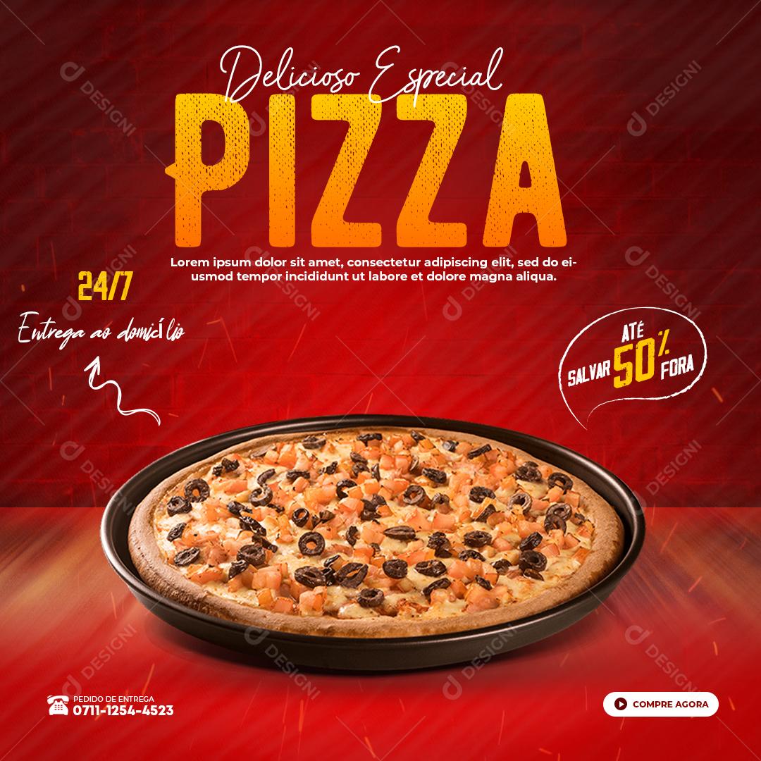 Delicioso e Especial Cardápio Pizza Social Media PSD Editável