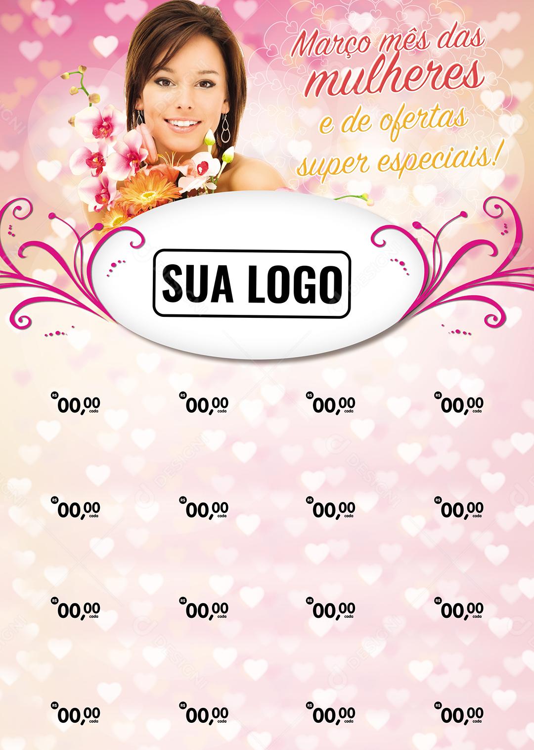 Encarte Março Mês Das Mulheres e De Ofertas Dia Da Mulher Social Media PSD Editável