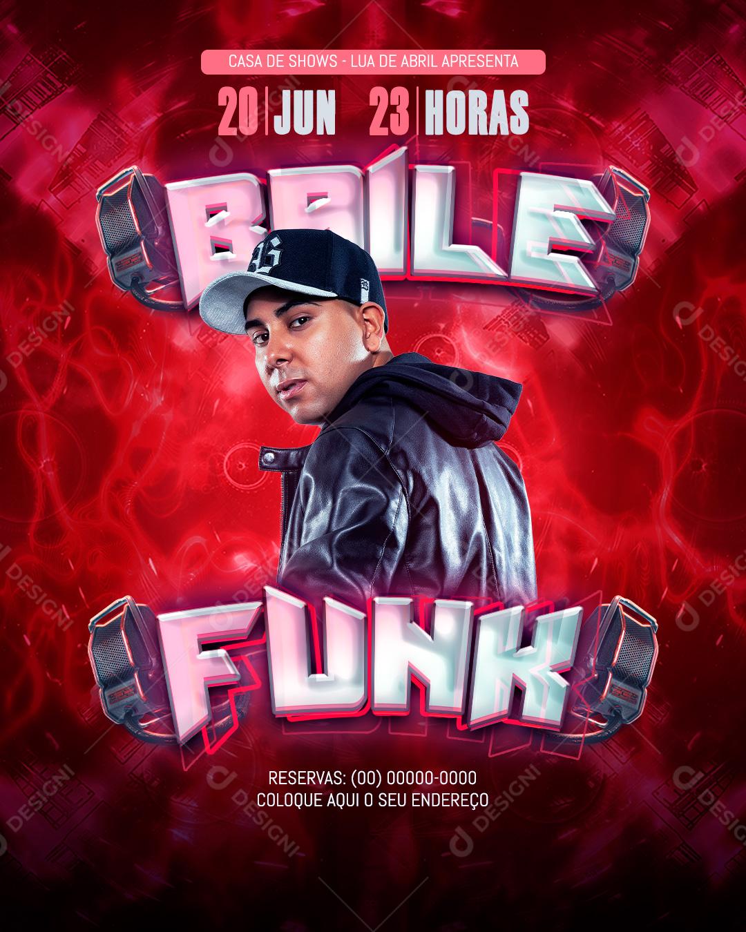 Flyer Baile Funk Dj Guga Funk Social Media PSD Editável