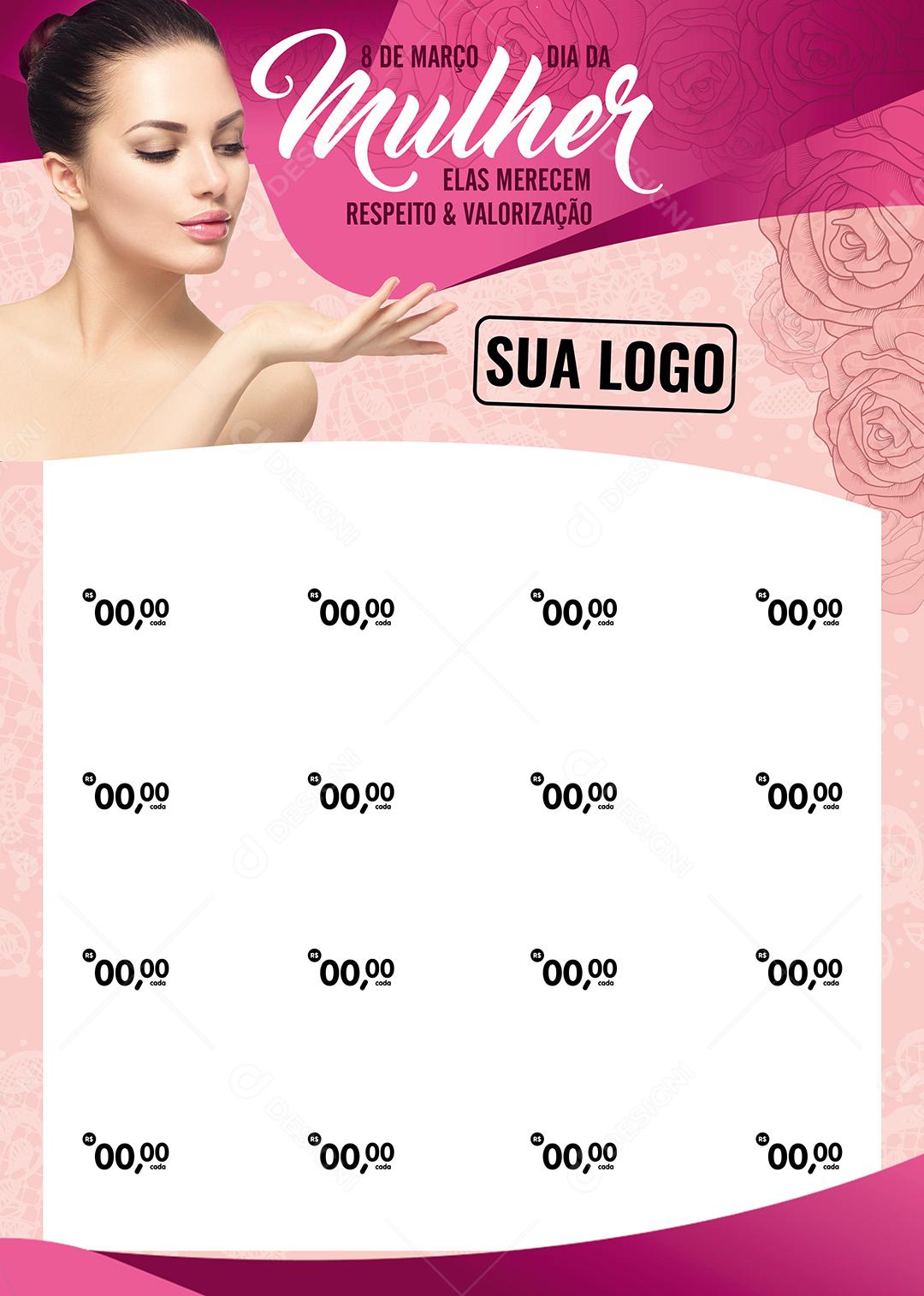 Encarte Elas merecem respeito e valorização Dia Da Mulher Social Media PSD Editável