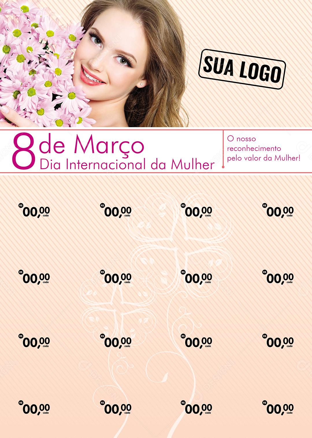 Social Media Encarte Nosso reconhecimento Dia Da Mulher PSD Editável