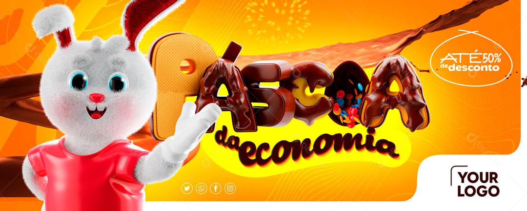 Banner Páscoa Da Economia Com Chocolate Social Media PSD Editável