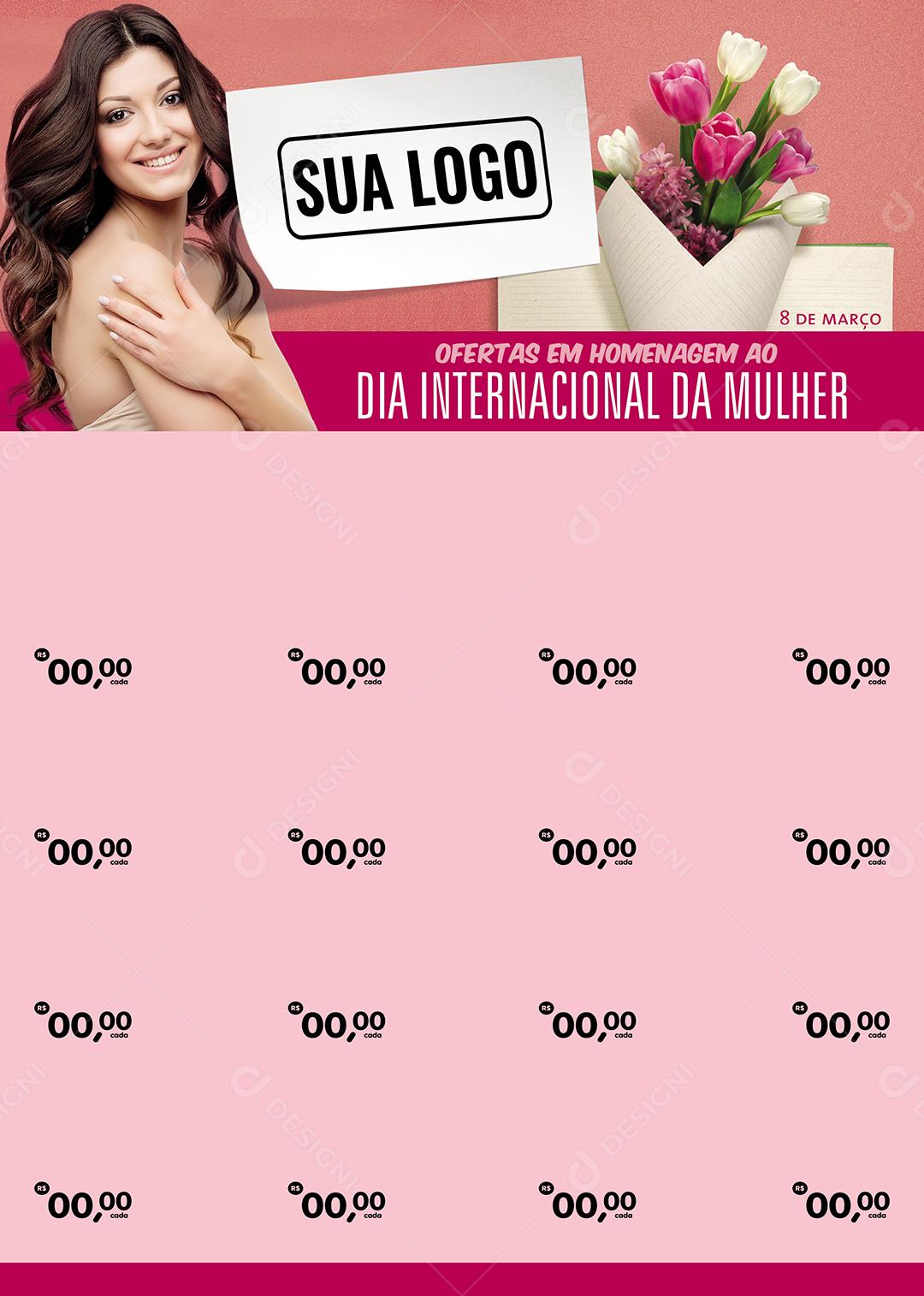 Encarte Ofertas Em Homenagem Ao Dia Internacional Da Mulher Social Media PSD Editável