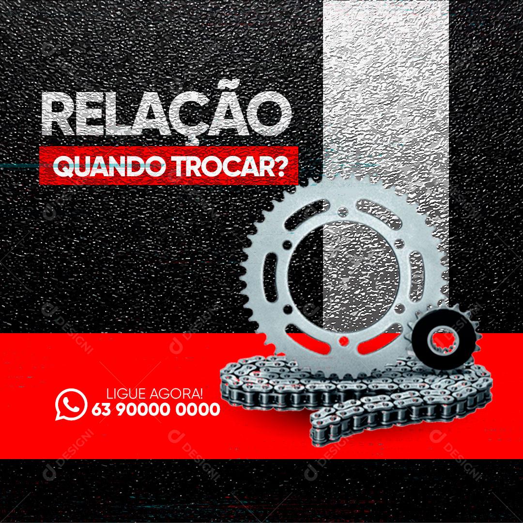 Post Oficina Mecânica Moto Relação Quando Trocar? Social Media PSD Editável