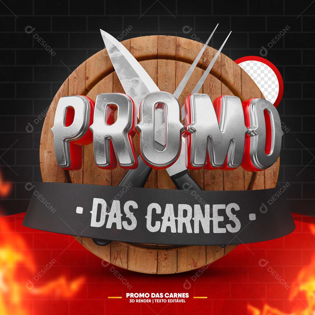 Selo 3D Para Composição Promoção Das Carnes PSD Editável