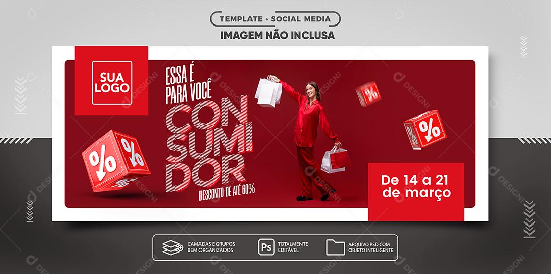 Social Media Banner Semana do consumidor com descontos especiais Lojas PSD Editável
