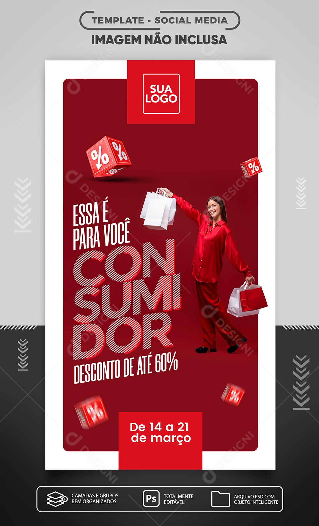 Social Media Semana do consumidor com descontos especiais Lojas PSD Editável