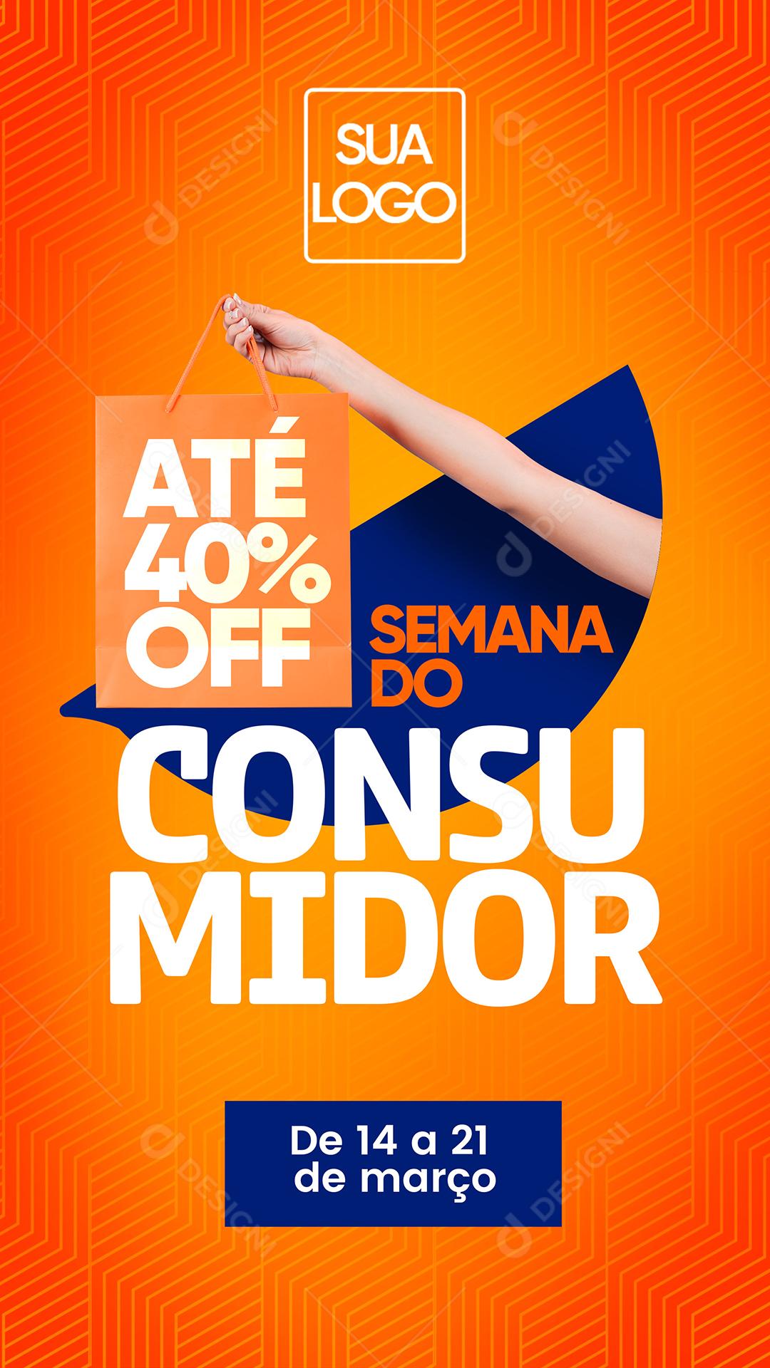 Social Media Semana do consumidor com 40% de desconto Lojas PSD Editável