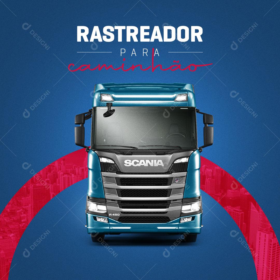 Post Rastreamento Veicular Rastreador Para Caminhão Social Media PSD Editável