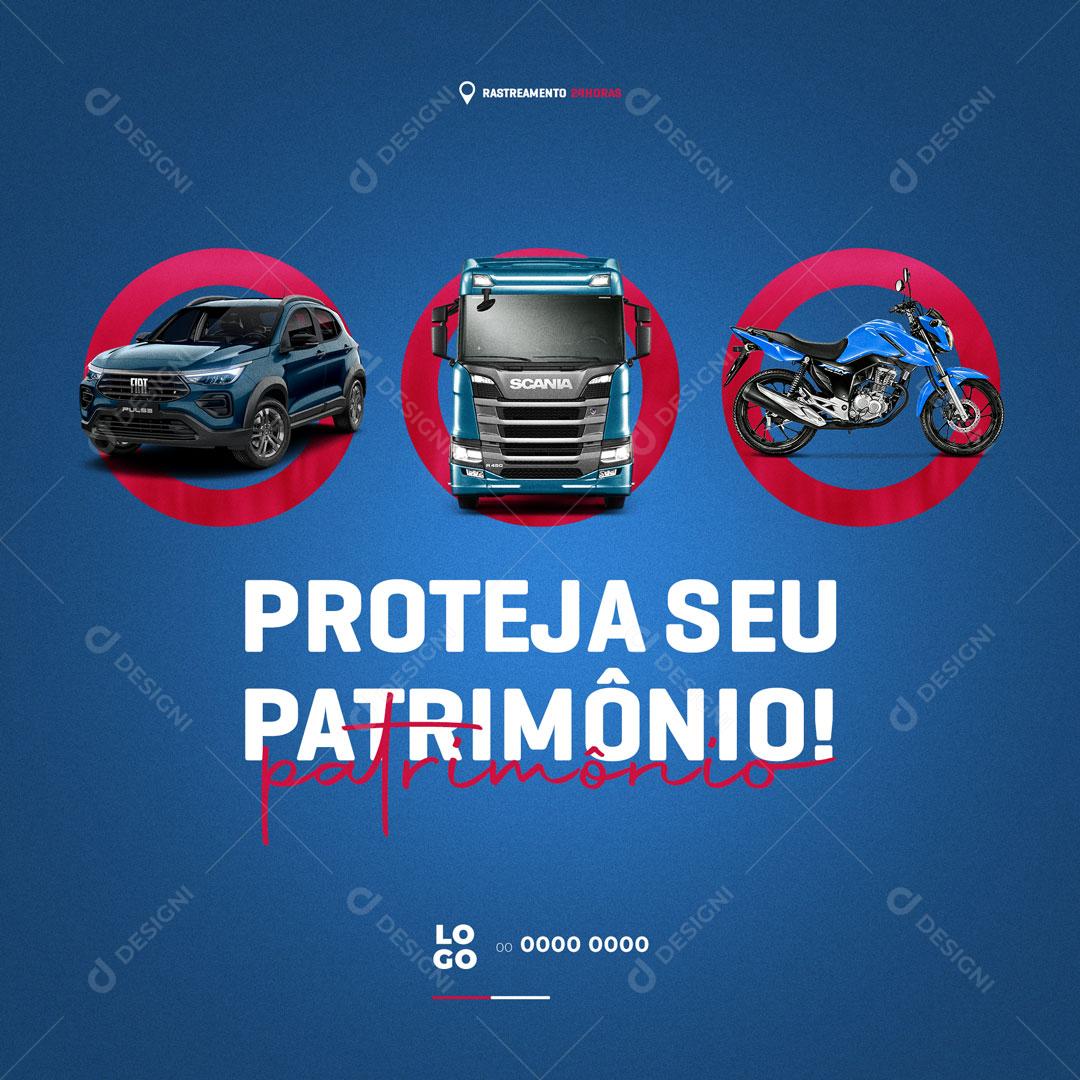 Post Rastreamento Veicular Proteja o Seu Patrimônio Social Media PSD Editável
