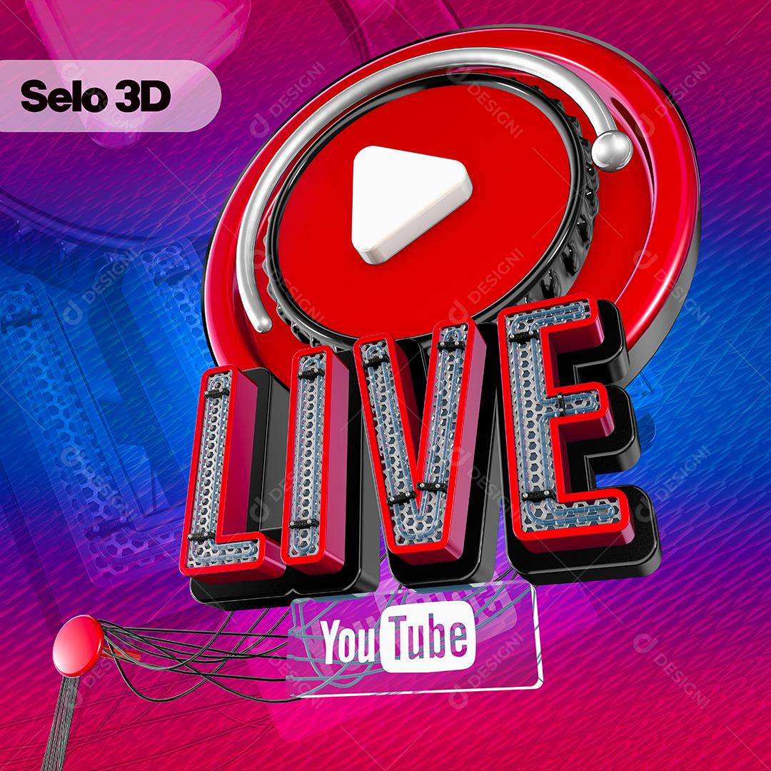 Selo 3D Live Para Composição PNG Transparente Sem Fundo