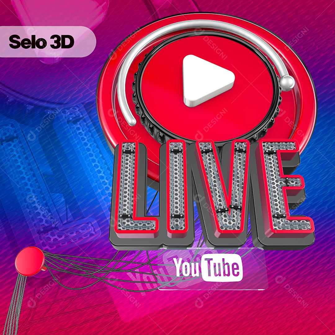 Selo 3D Live Para Composição PNG Transparente Sem Fundo