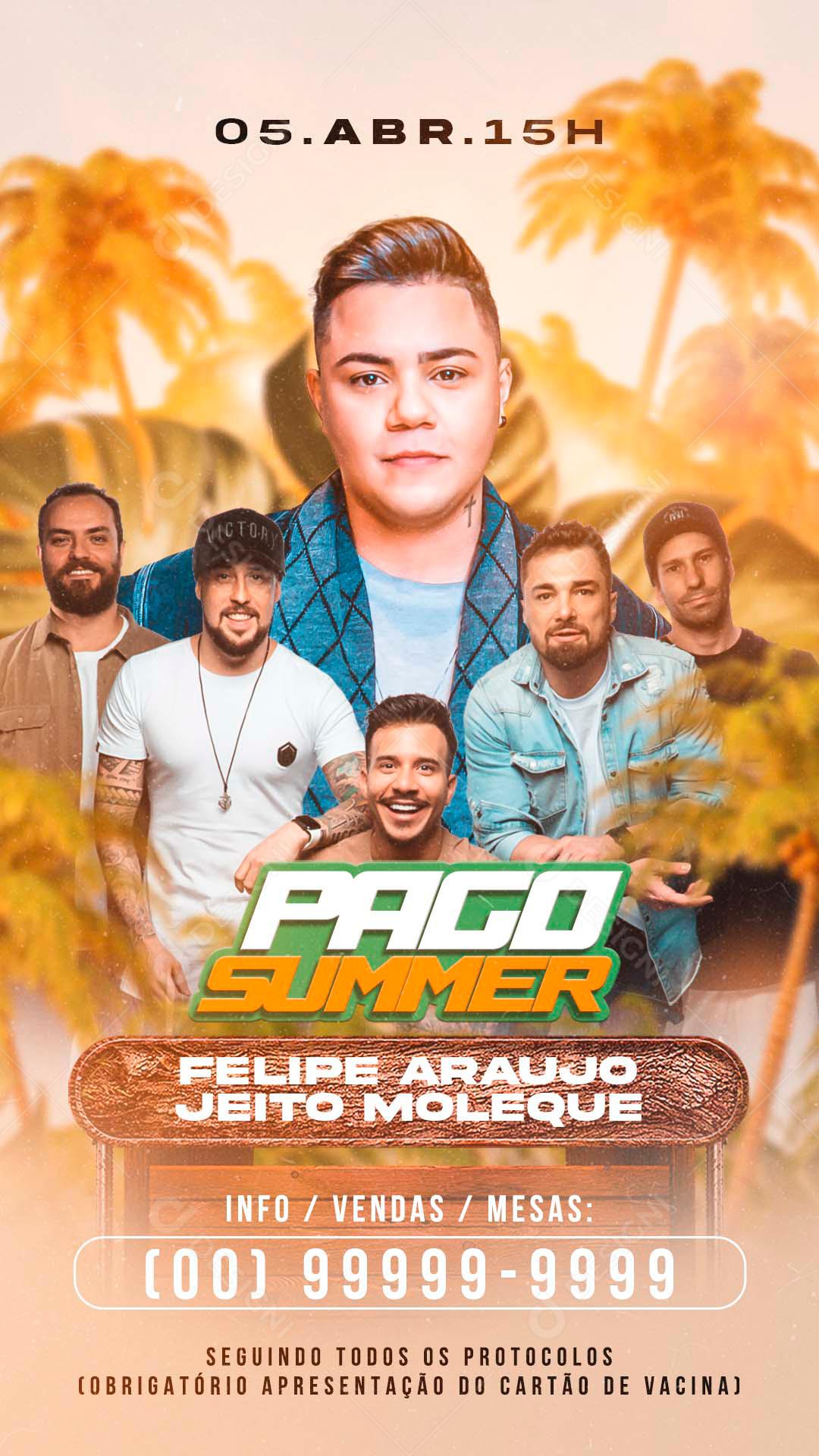 Social Media Pago Summer Felipe Araújo e Jeito Moleque Agenda Flyers PSD Editável