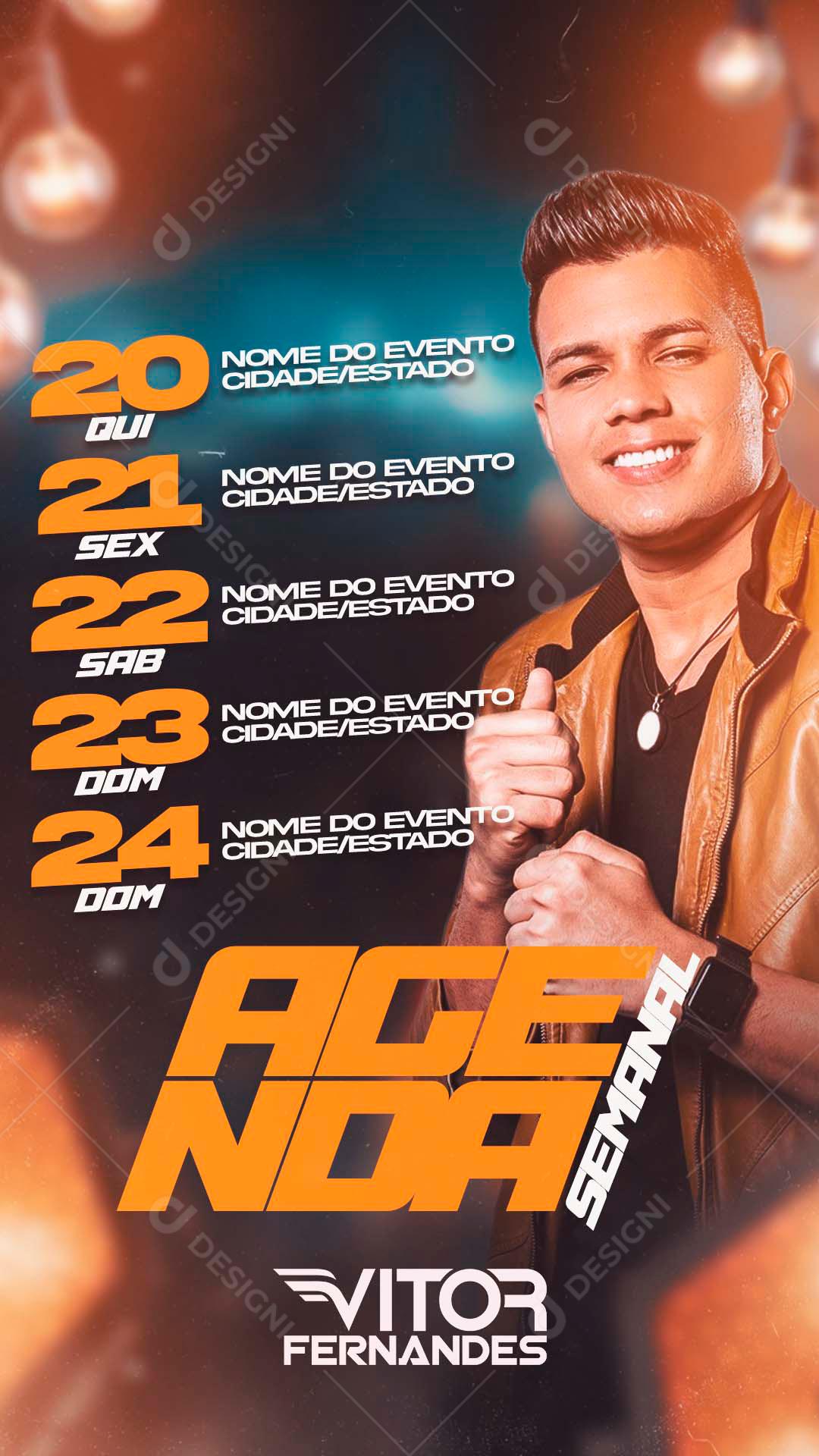 Social Media Agenda Semanal Vitor Fernandes Flyers PSD Editável