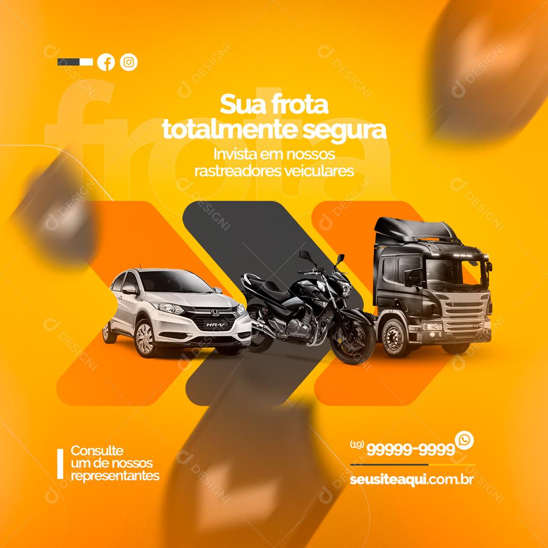 Social Media Sua frota totalmente segura Rastreamento Veicular PSD Editável