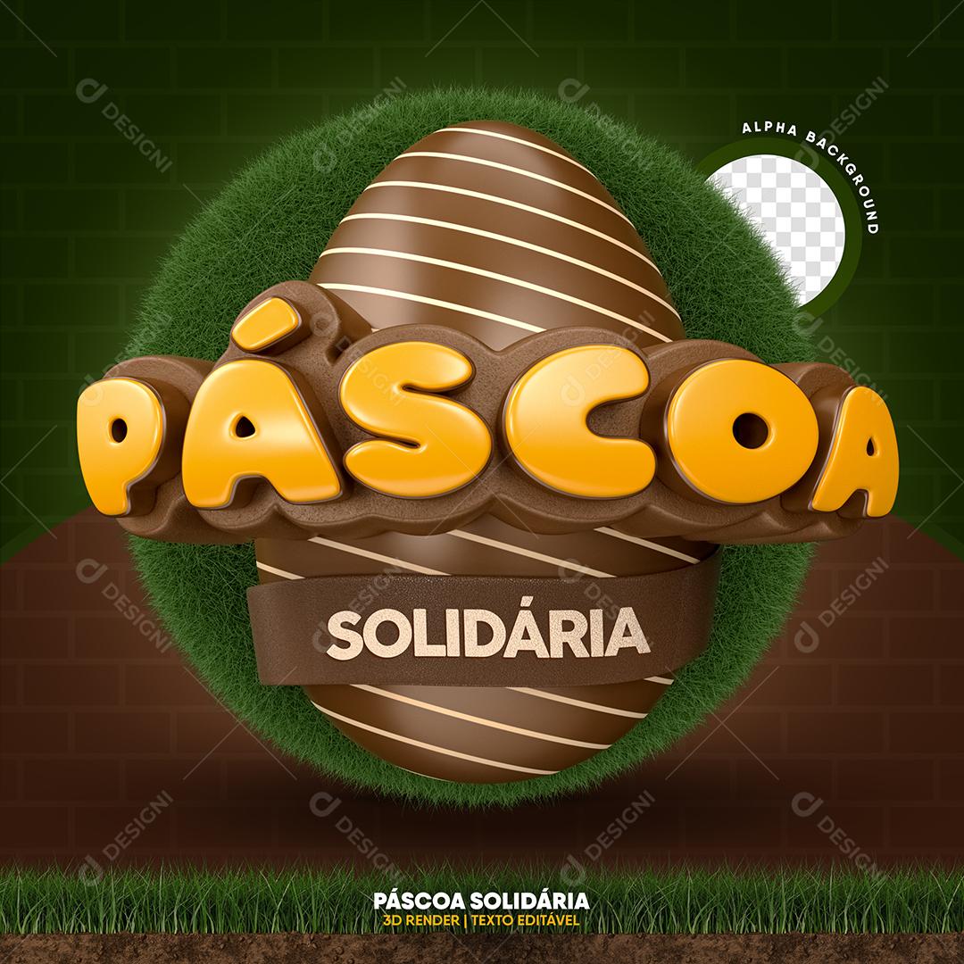Selo 3D Páscoa Solidária Para Composição PSD