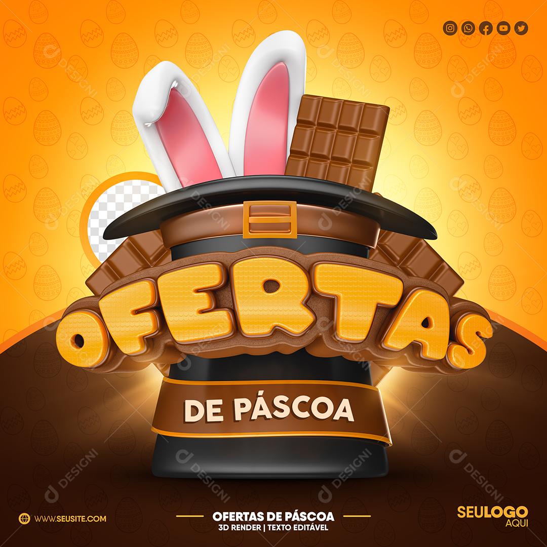 Ofertas De Páscoa Selo 3D Para Composição PSD