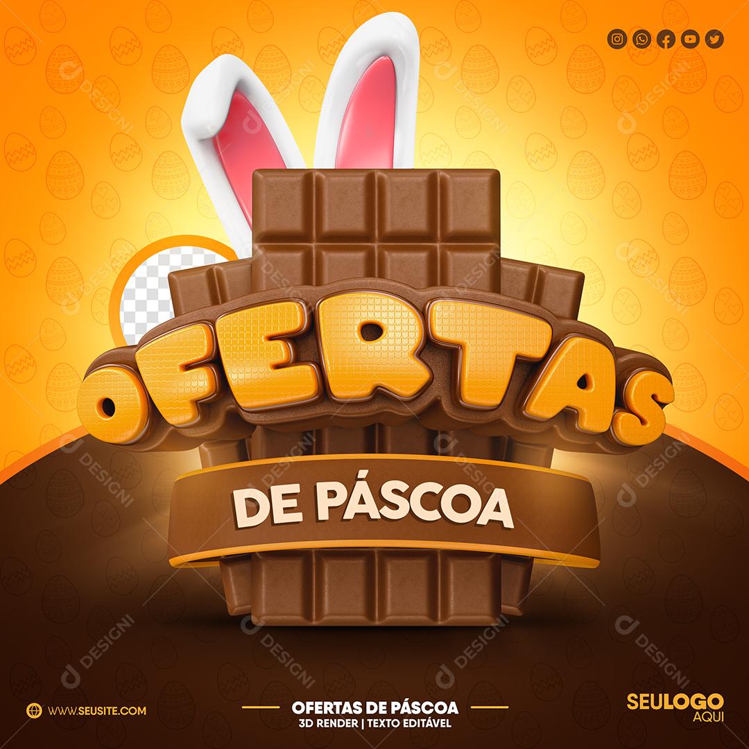 Selo 3D Ofertas De Páscoa Para Composição PSD