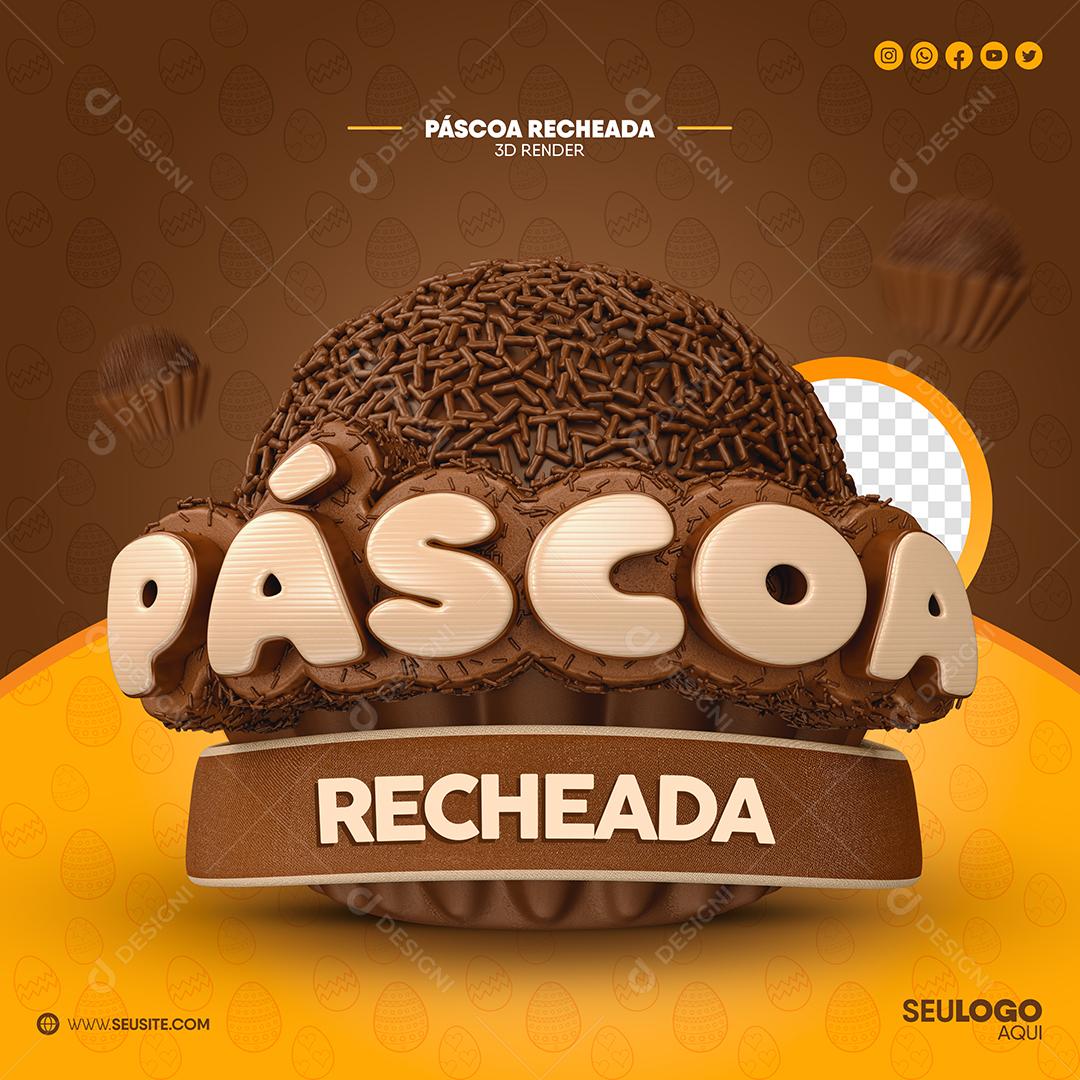 Páscoa Recheada Selo 3D Para Composição PSD