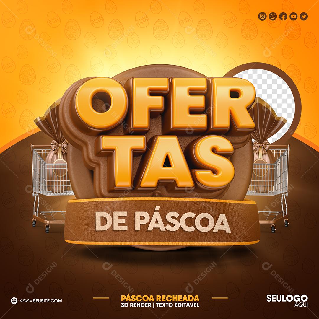 Selo 3D Ofertas De Páscoa Para Composição PSD