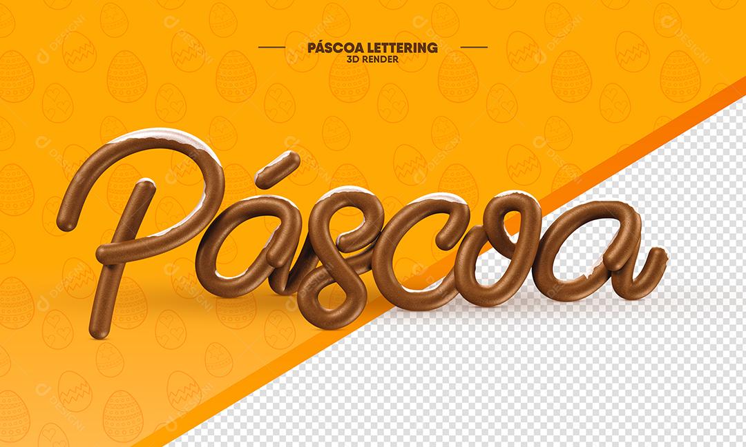 Páscoa De Chocolate Texto 3D Para Composição PSD