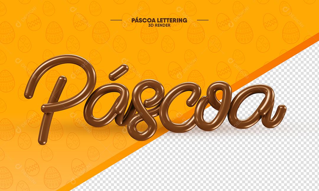 Texto 3D Páscoa De Chocolate Para Composição PSD