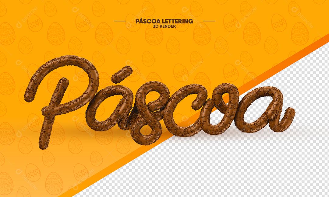 Texto 3D Páscoa De Chocolate Para Composição PSD