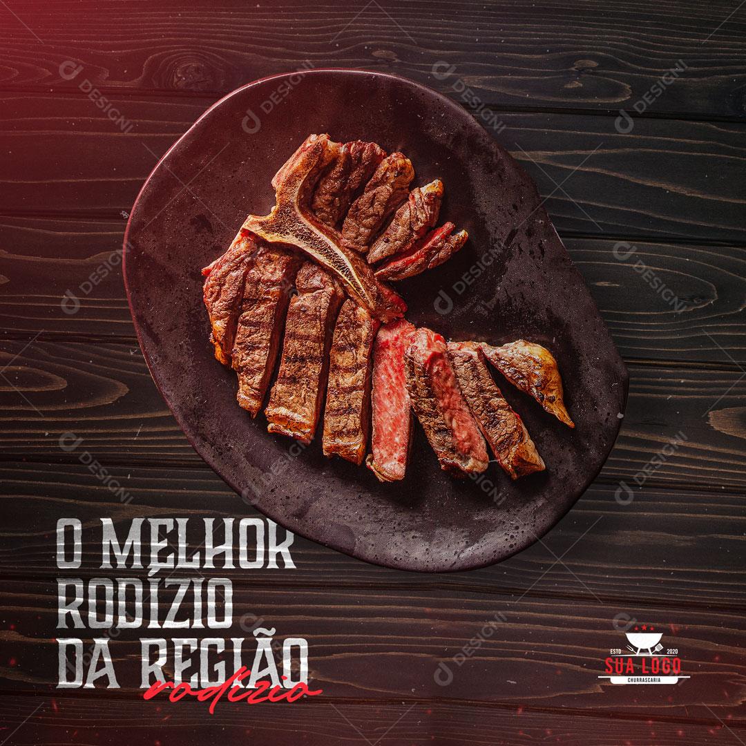 Post Churrascaria Churrasco O Melhor Rodizio da Região Social Media PSD Editável