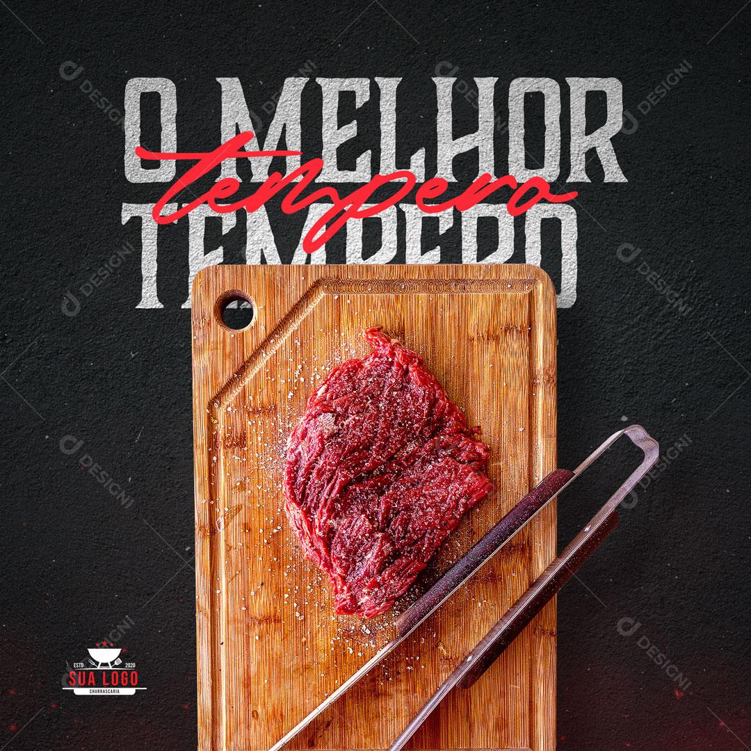Post Churrascaria O Melhor Tempero Social Media PSD Editável