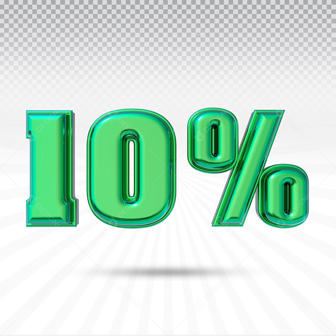 Elemento 3D 10% Verde Para Composição PSD