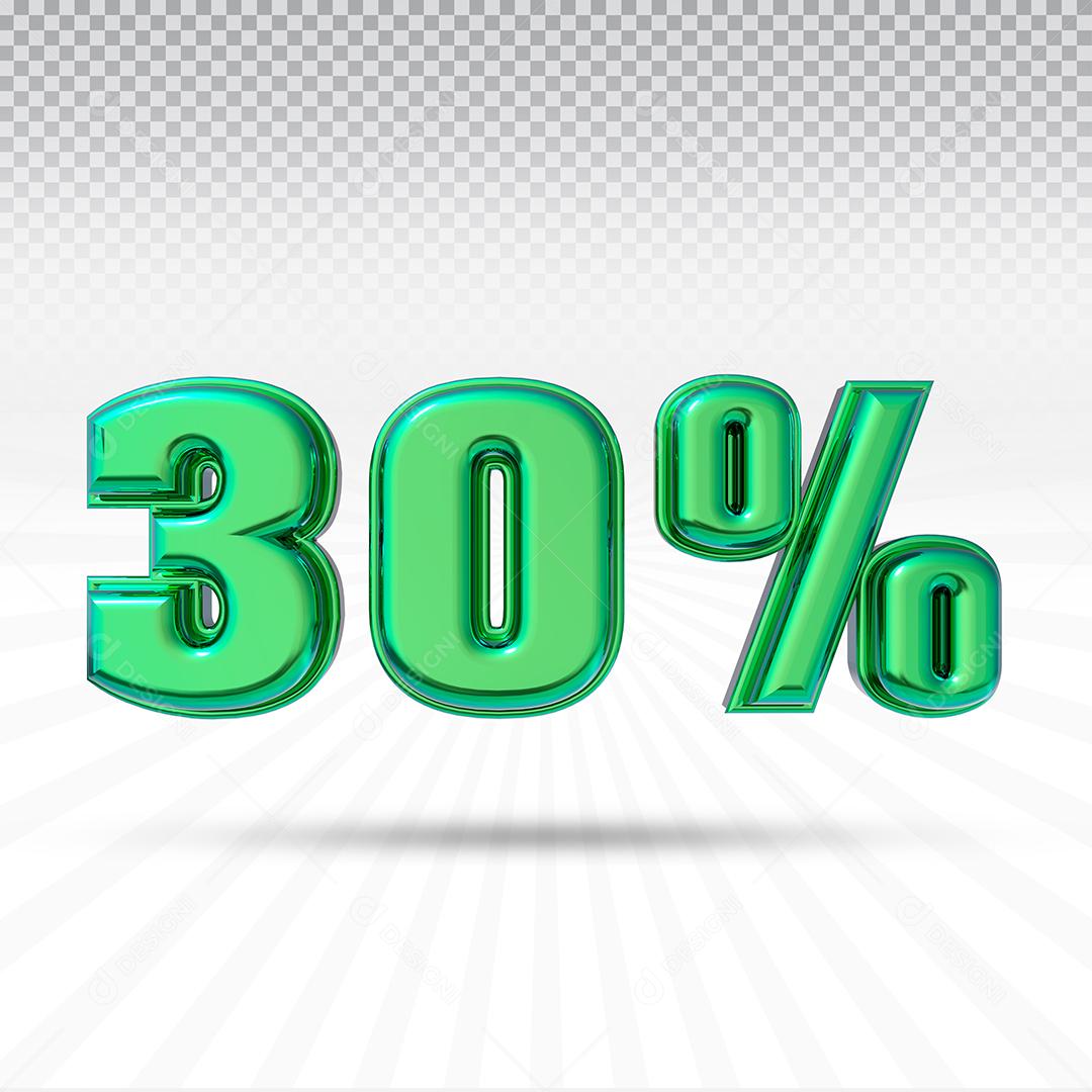 Elemento 3D 30% Verde Para Composição PSD