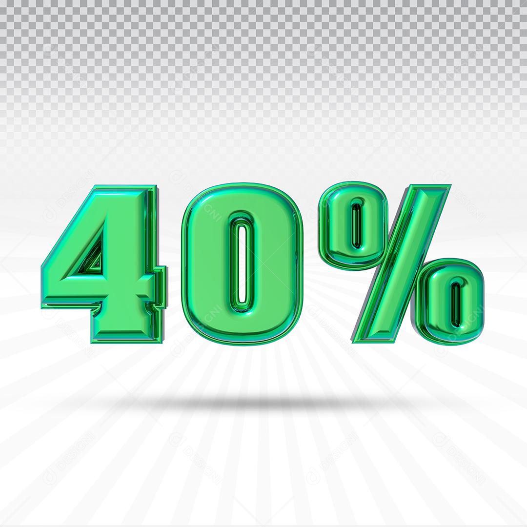 Elemento 3D 40% Verde Para Composição PSD