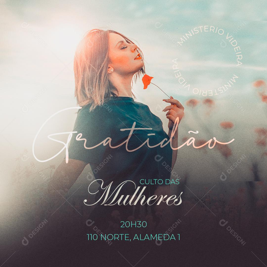 Post Gospel Culto das Mulheres Social Media PSD Editável